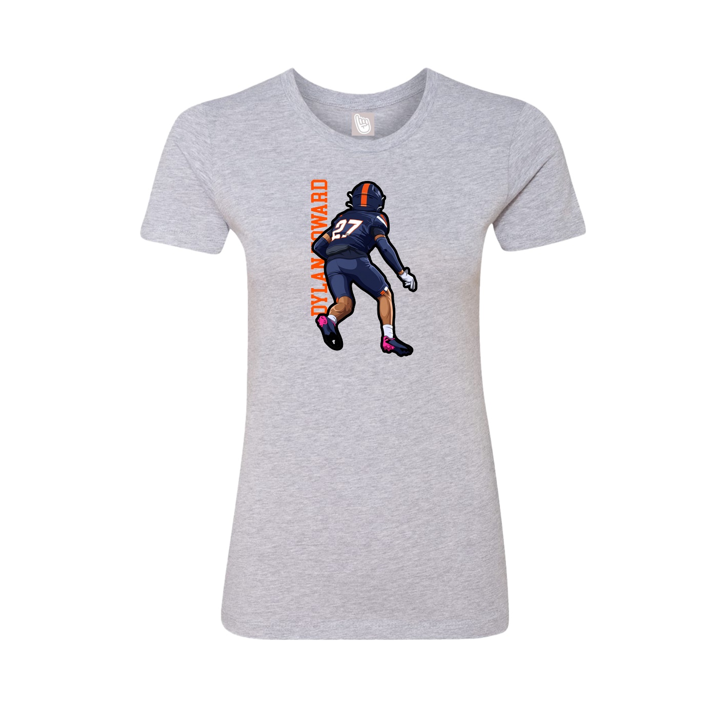 Fitted Women's Tee — Name Vertical in Grey