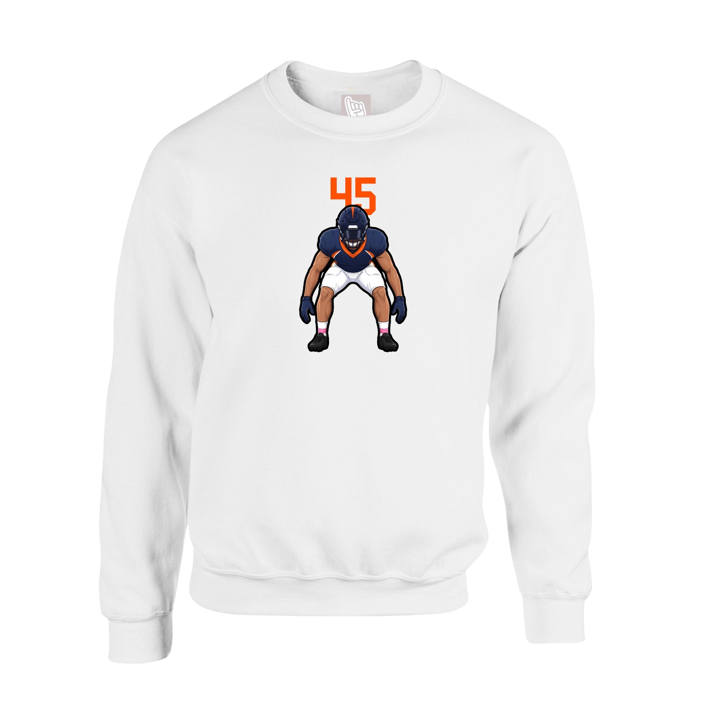 Fleece Crew — Number Top in White