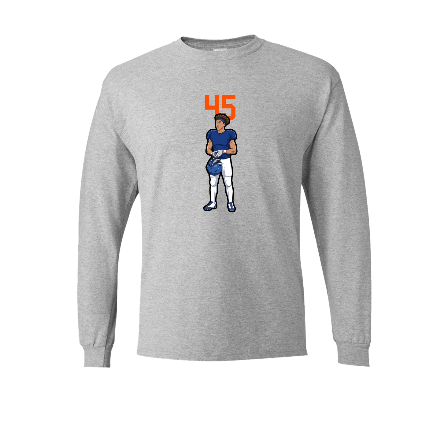 Long Sleeve Tee — Number Top in Grey