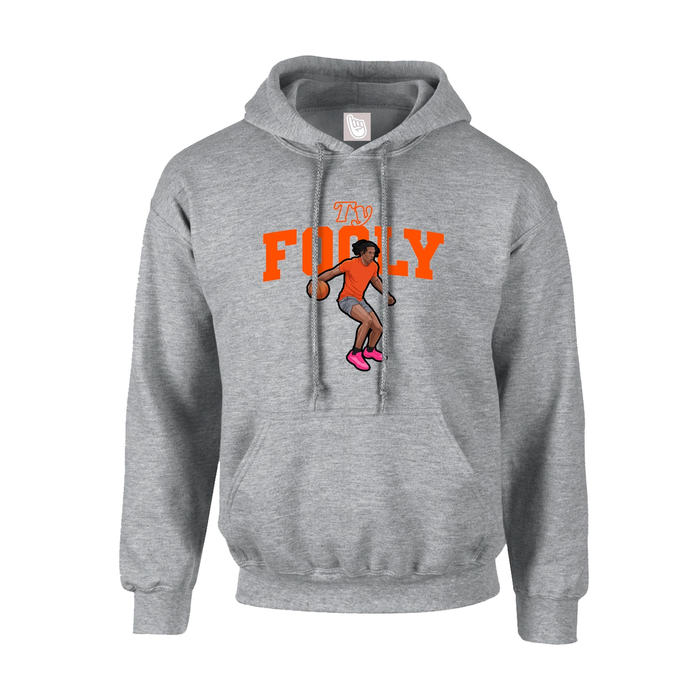 Youth Hoodie — Name Arch in Grey