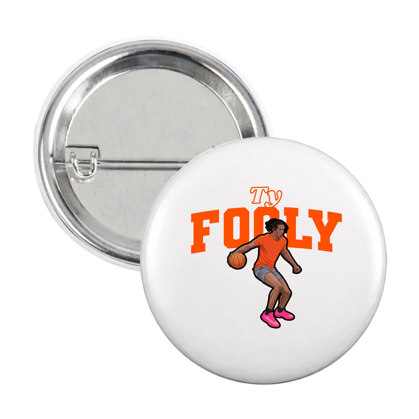 Game Day Button — Name Arch in White