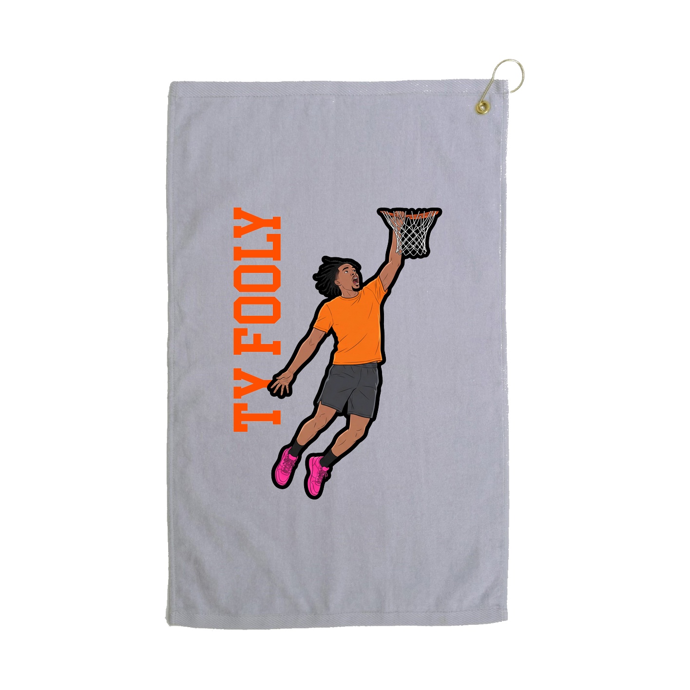 Golf Towel — Name Vertical in Grey