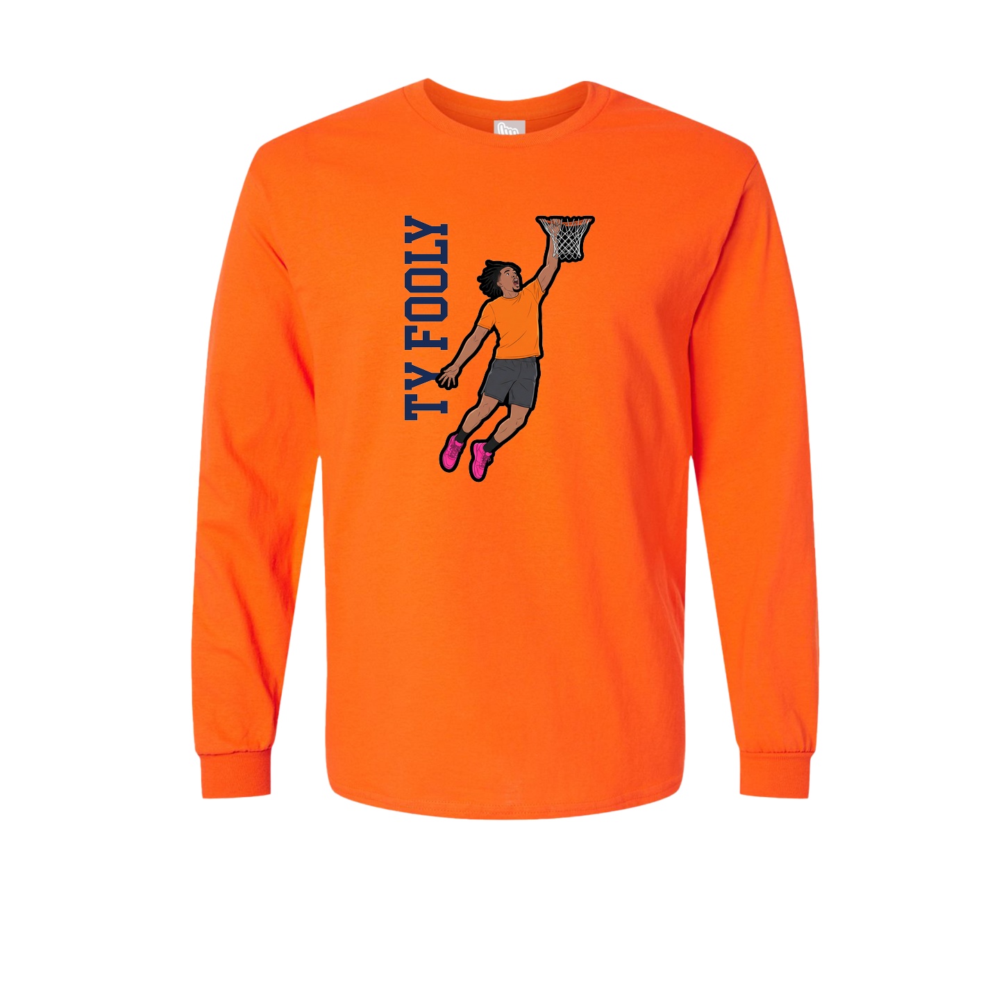 Long Sleeve Tee — Name Vertical in Orange