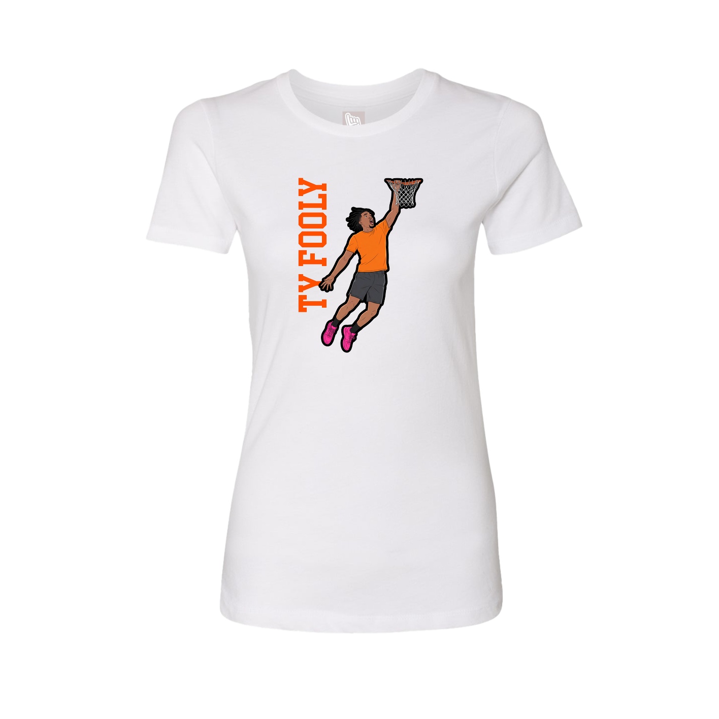 Fitted Women's Tee — Name Vertical in White