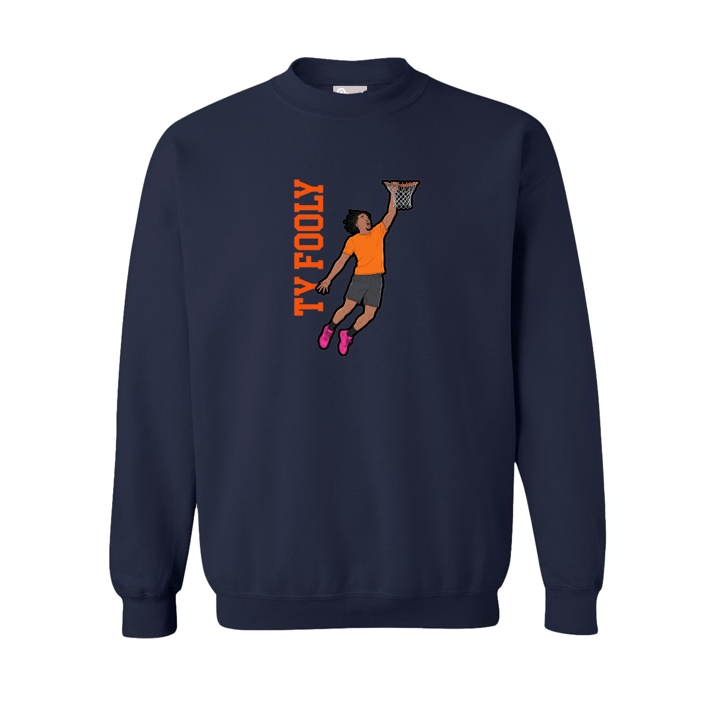 Fleece Crew — Name Vertical in Navy