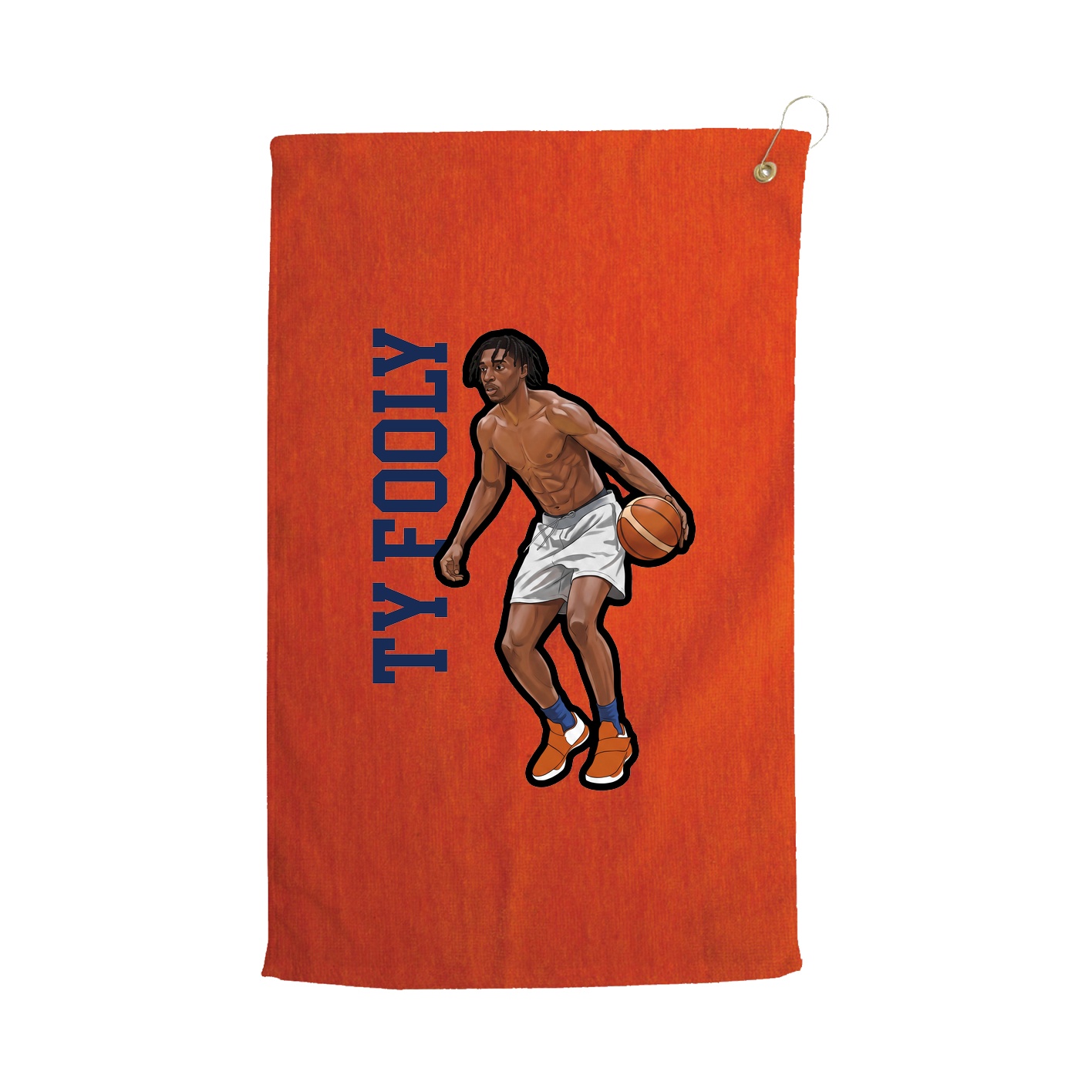 Golf Towel — Name Vertical in Orange