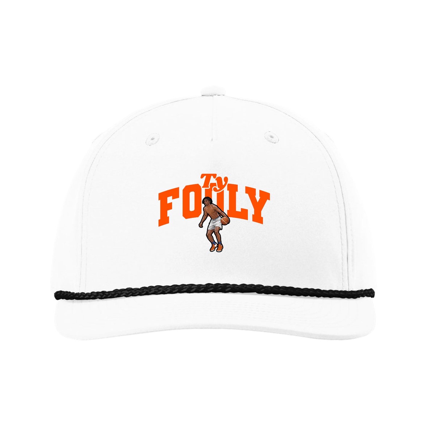 Five-Panel Classic Rope Cap — Signature Arch in White
