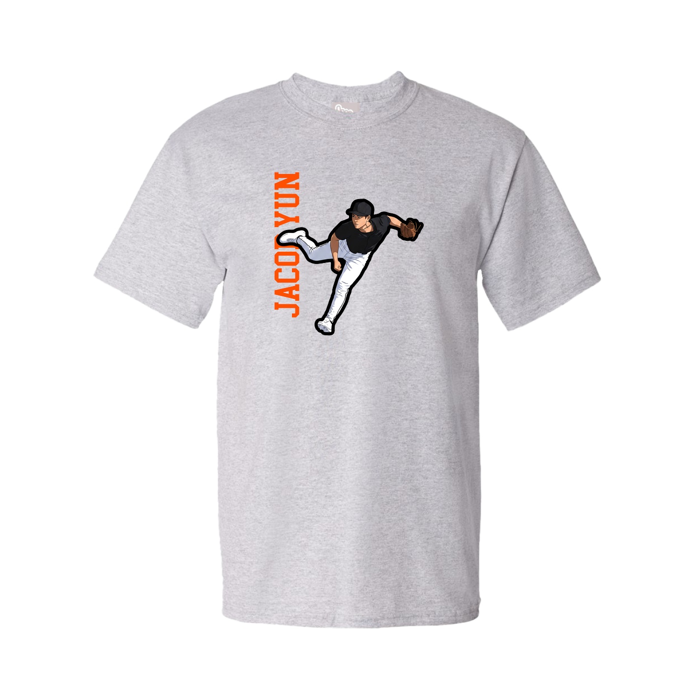 Youth Tee — Name Vertical in Grey