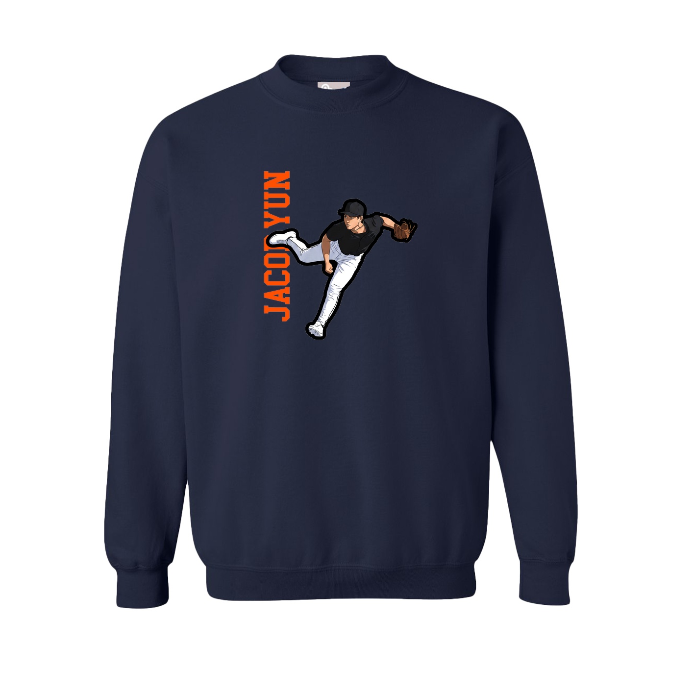 Fleece Crew — Name Vertical in Navy