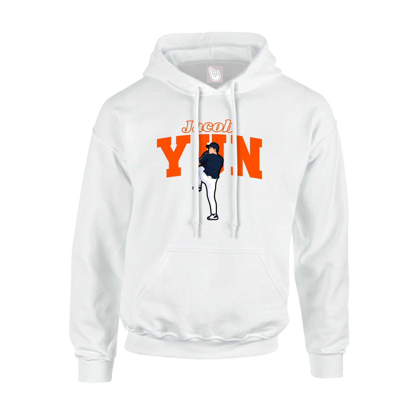 Youth Hoodie — Name Arch in White