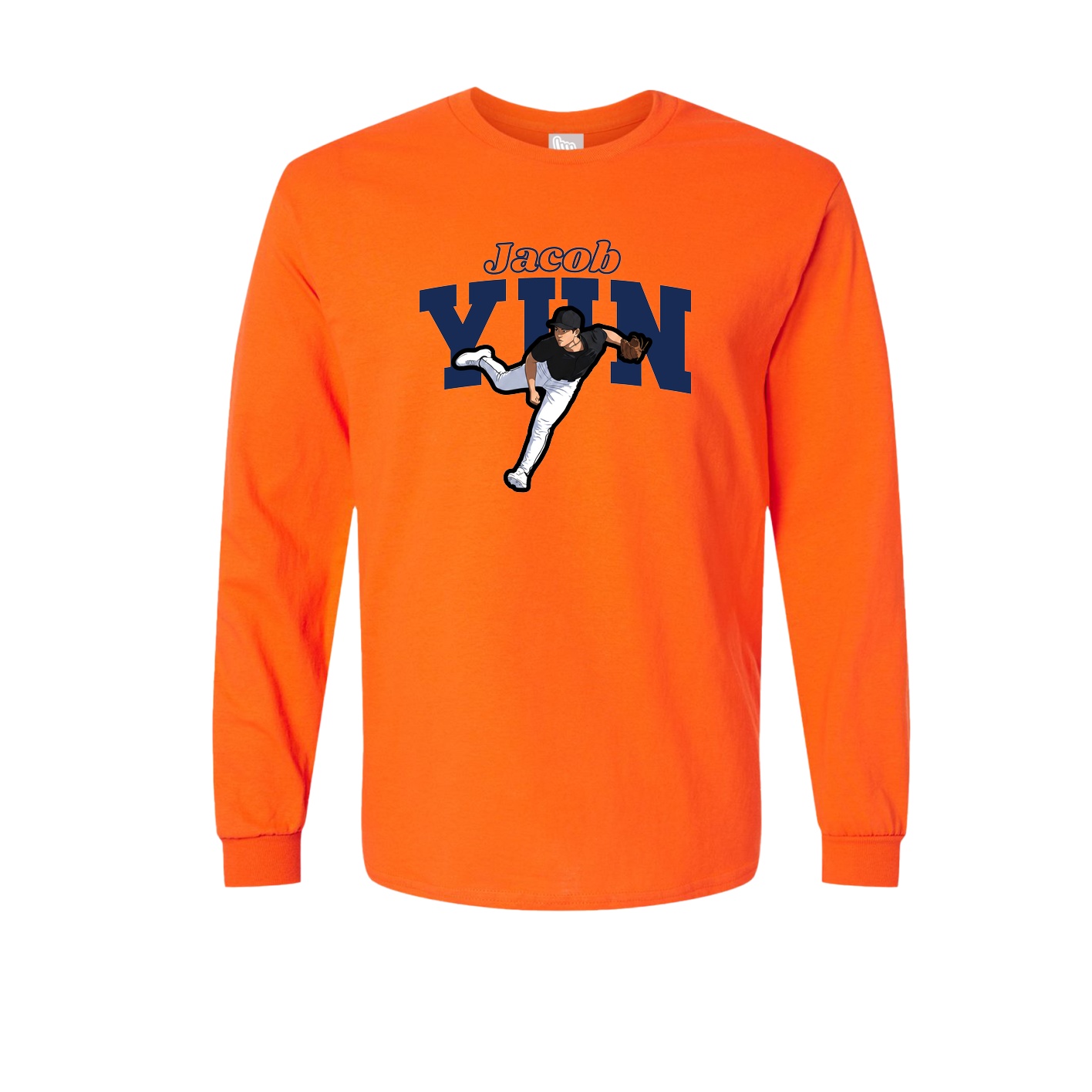 Long Sleeve Tee — Name Arch in Orange