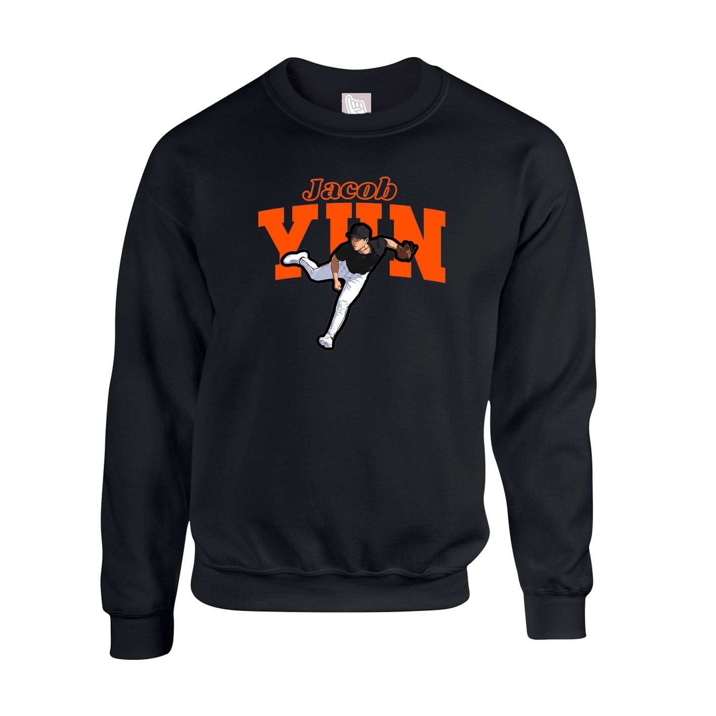 Fleece Crew — Name Arch in Black