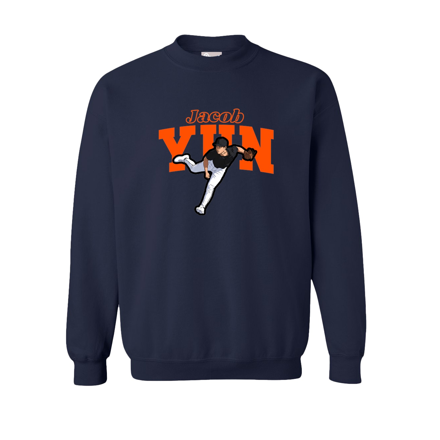 Fleece Crew — Name Arch in Navy