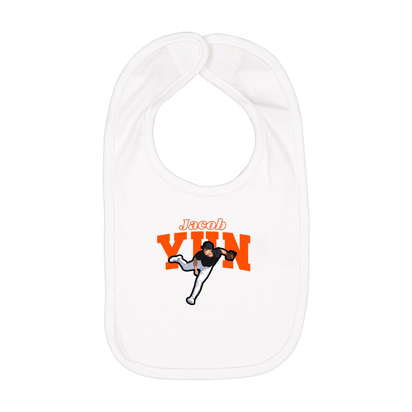 Infant Bib — Name Arch in White