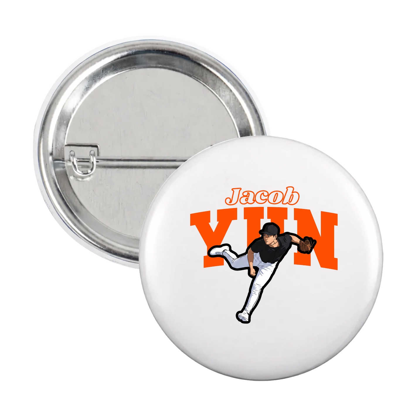 Game Day Button — Name Arch in White