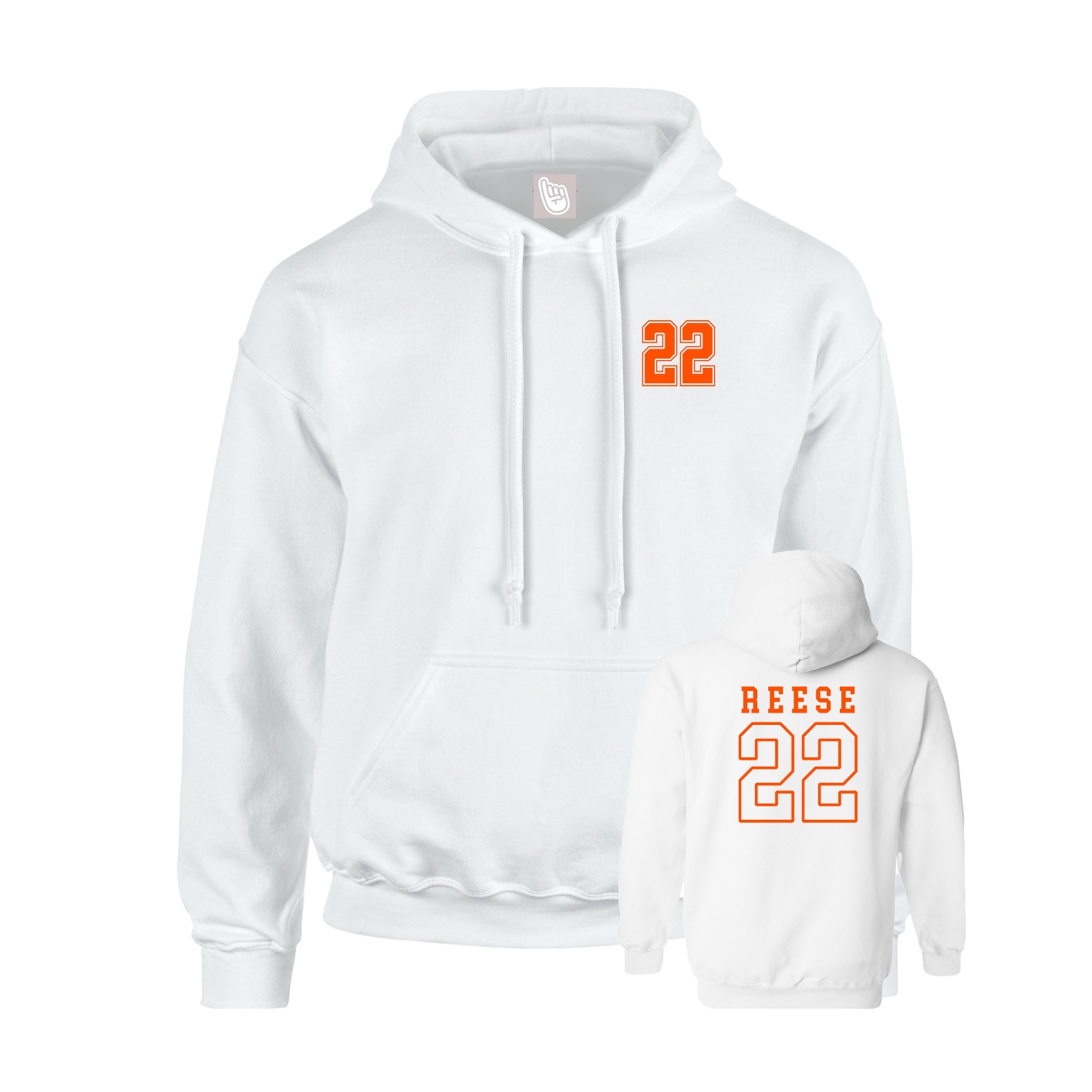 Youth Hoodie — Chest Back in White