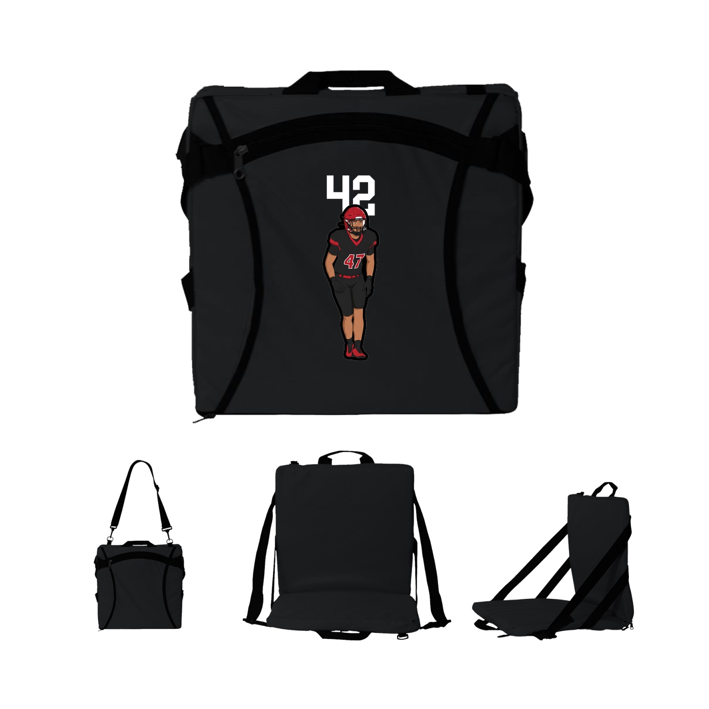 Folding Stadium Seat — Number Top in Black