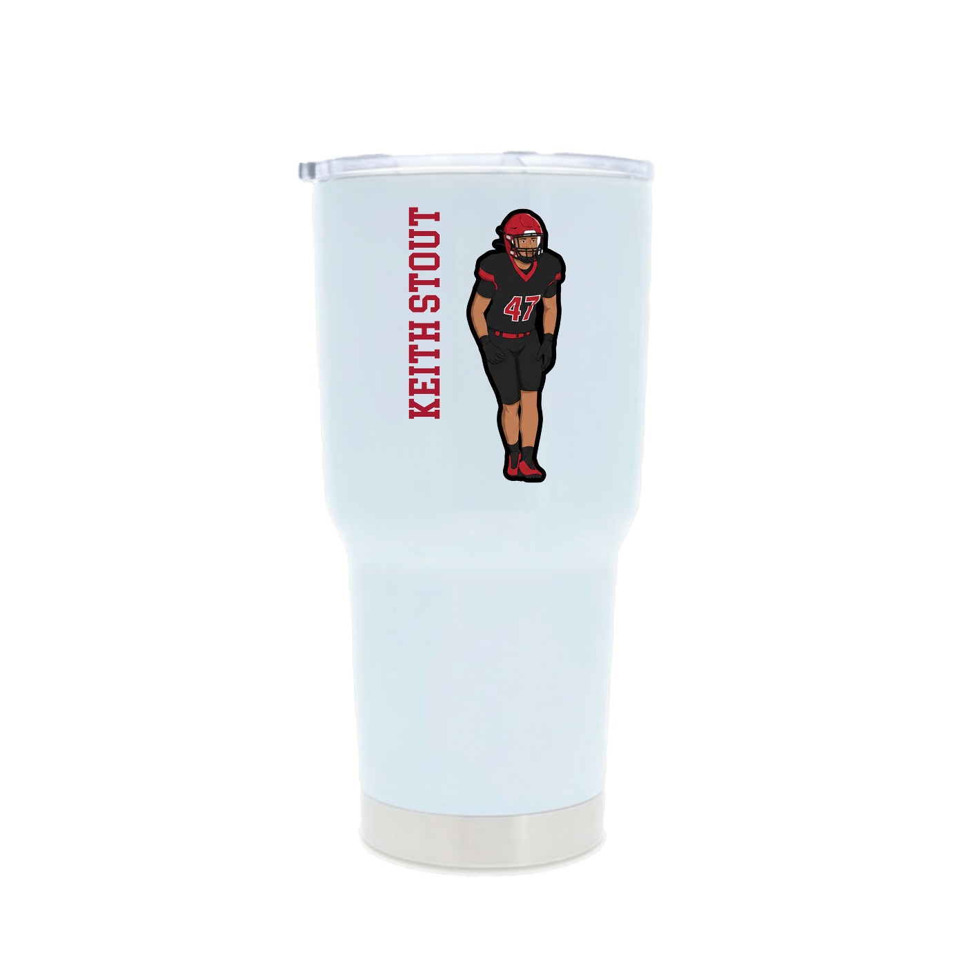 30oz Stainless Steel Tumbler — Name Vertical in White