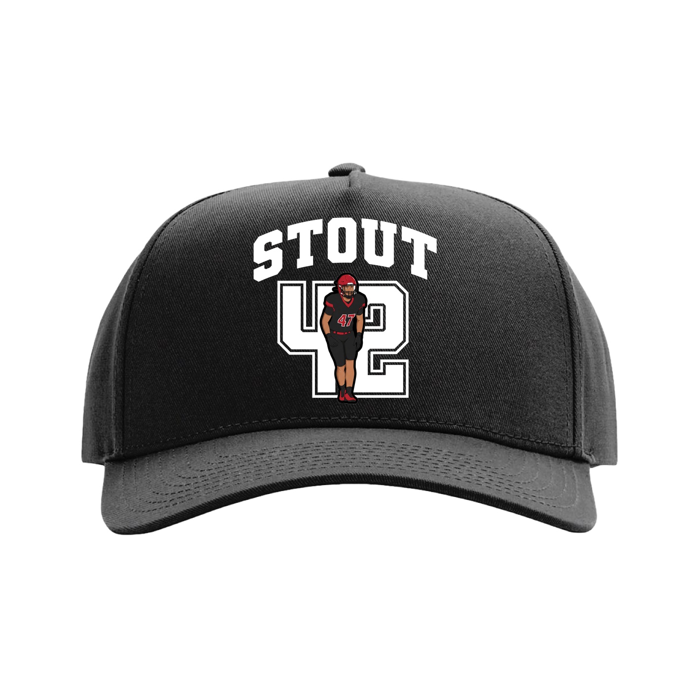 Full Fabric Five-Panel Champ Cap — Number in Black