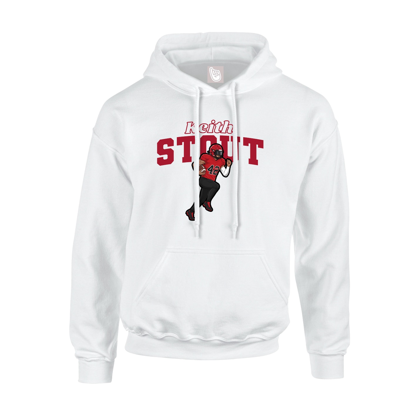 Youth Hoodie — Name Arch in White
