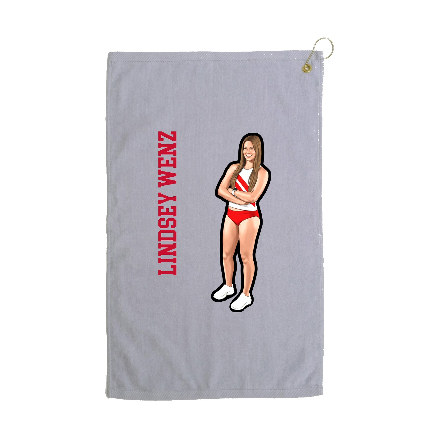 Golf Towel — Name Vertical in Grey