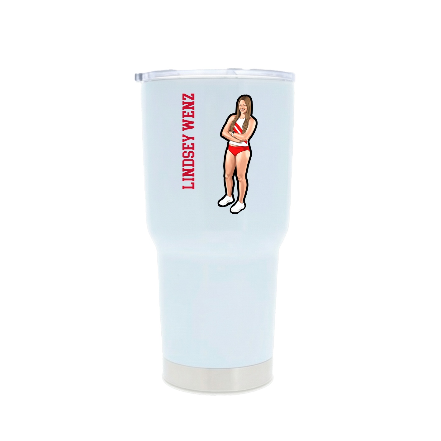 30oz Stainless Steel Tumbler — Name Vertical in White