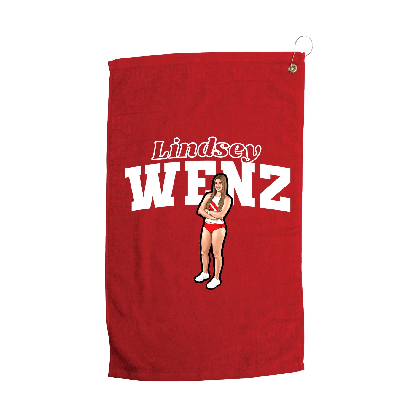 Golf Towel — Name Arch in Red