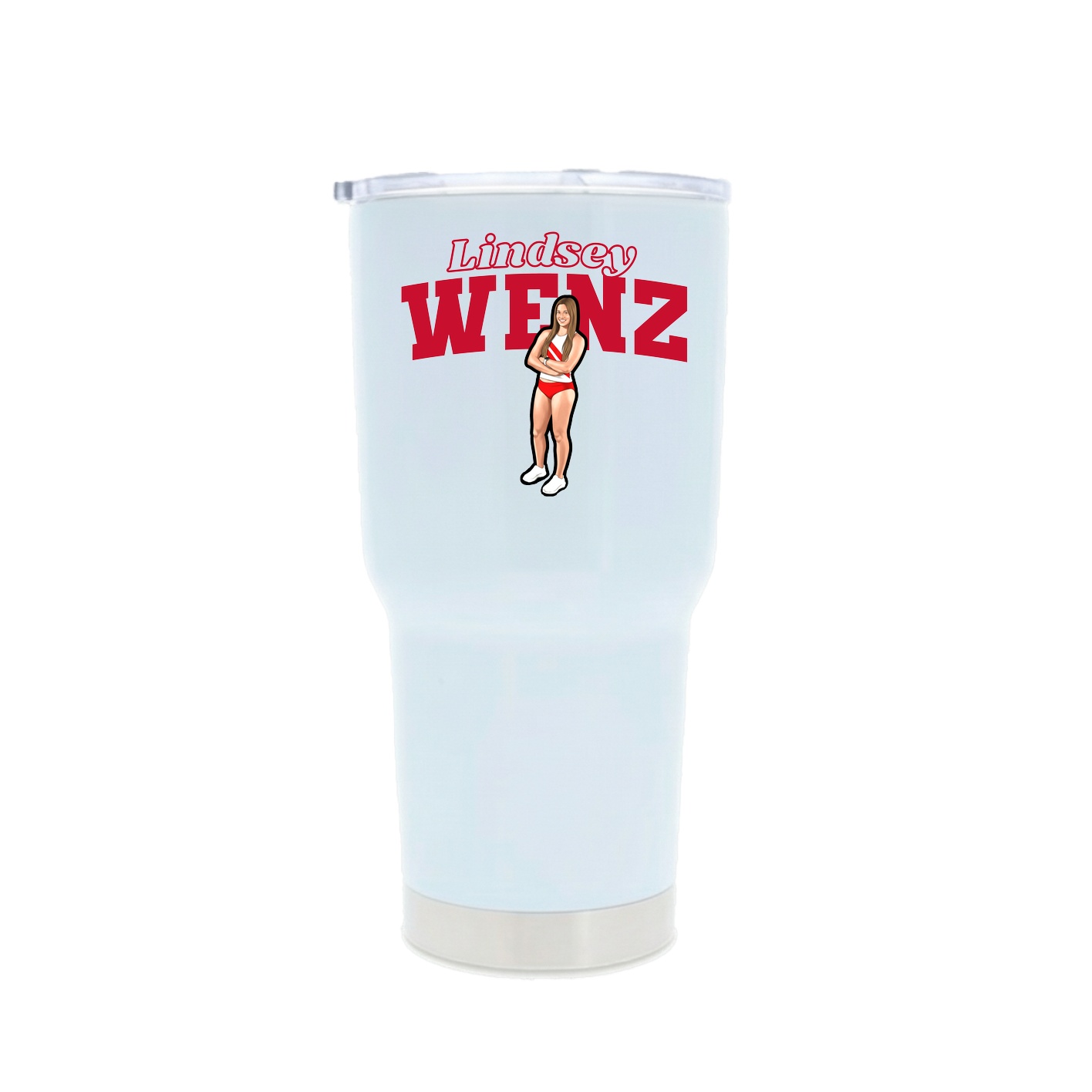 30oz Stainless Steel Tumbler — Name Arch in White