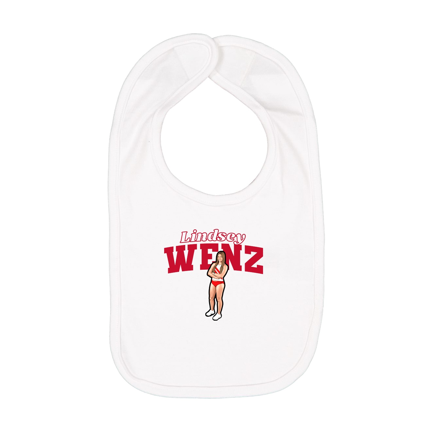 Infant Bib — Name Arch in White