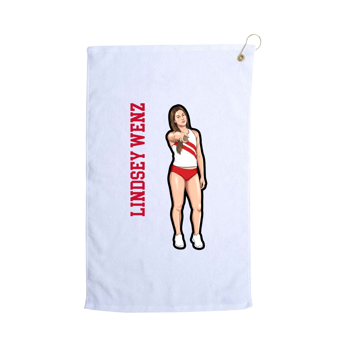 Golf Towel — Name Vertical in White