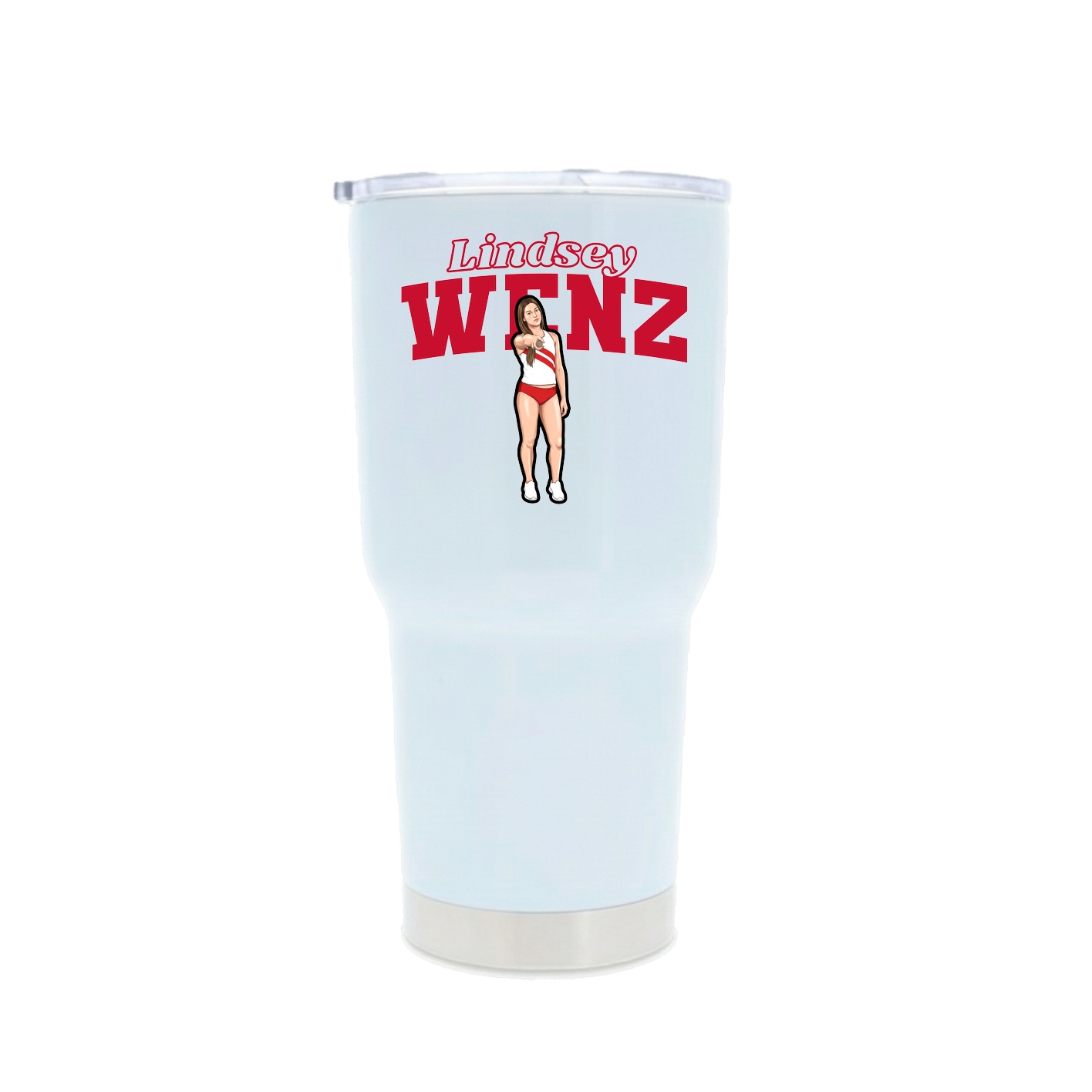 30oz Stainless Steel Tumbler — Name Arch in White