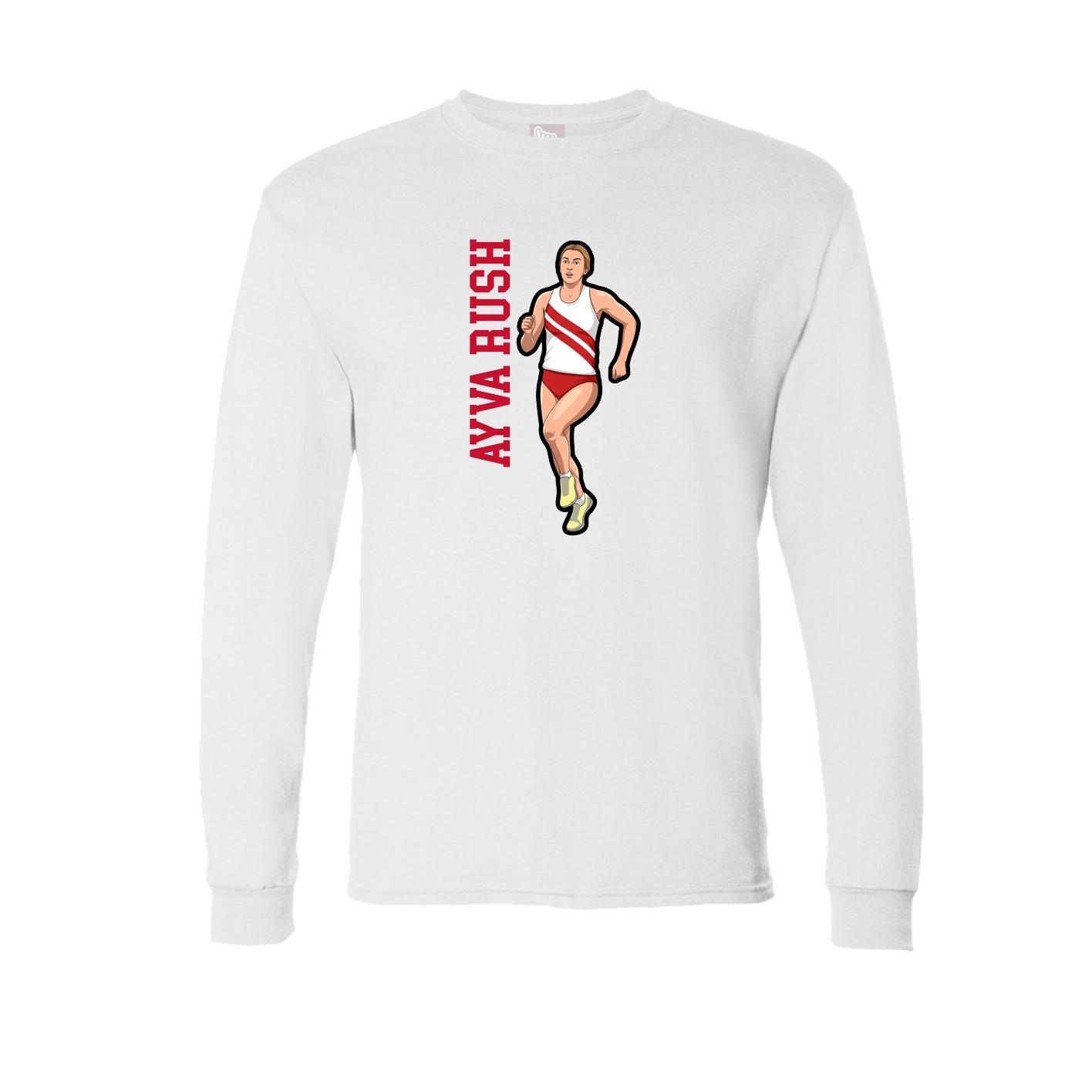 Long Sleeve Tee — Name Vertical in White