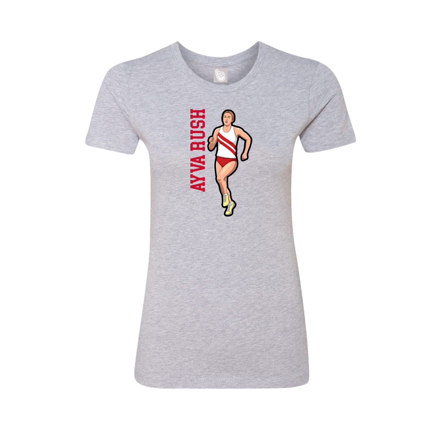 Fitted Women's Tee — Name Vertical in Grey