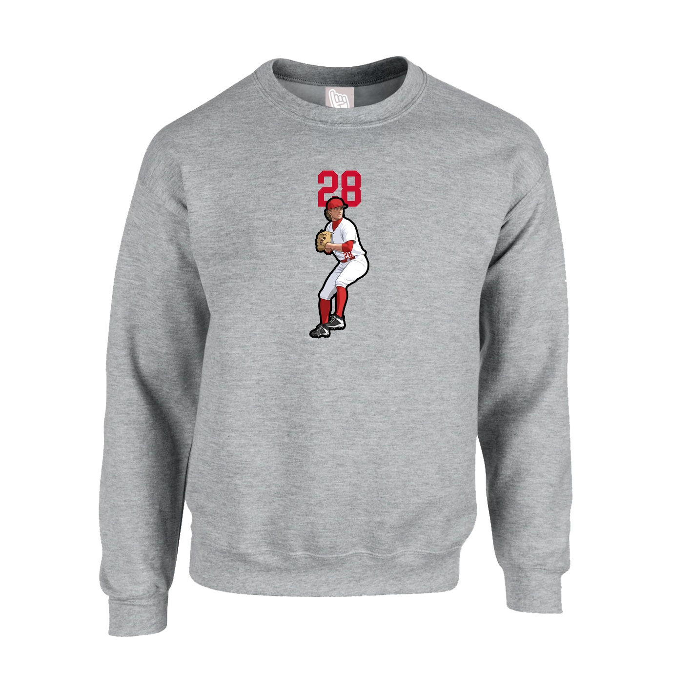Fleece Crew — Number Top in Grey