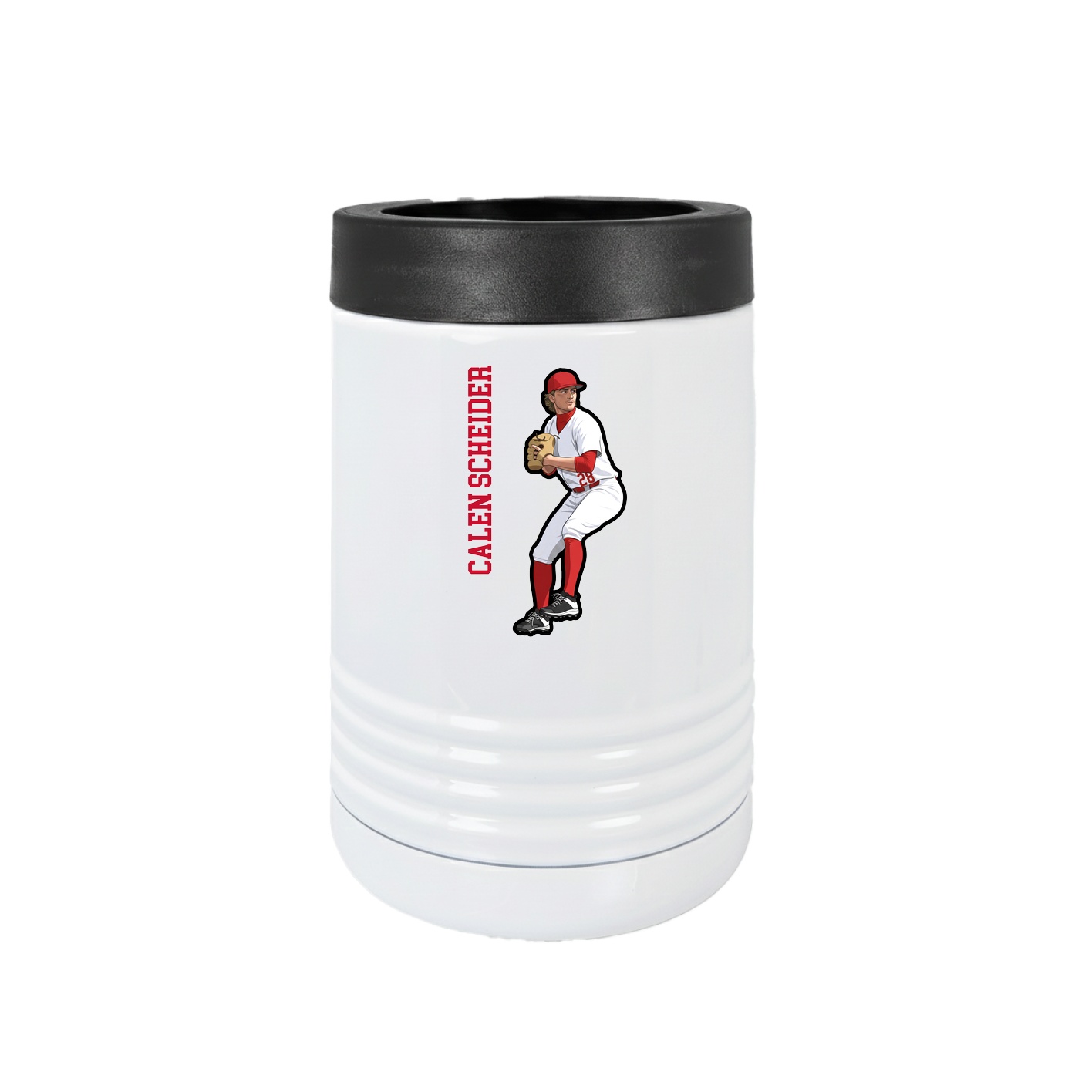 Beverage Holder — Name Vertical in White