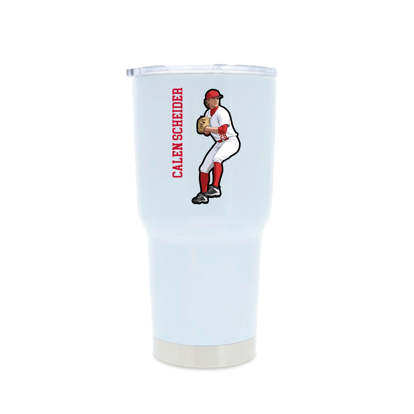 30oz Stainless Steel Tumbler — Name Vertical in White