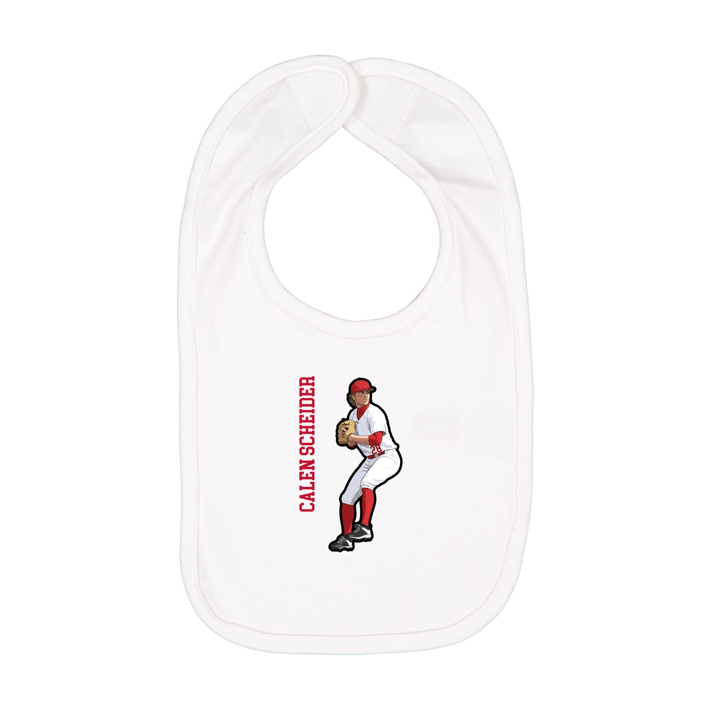 Infant Bib — Name Vertical in White