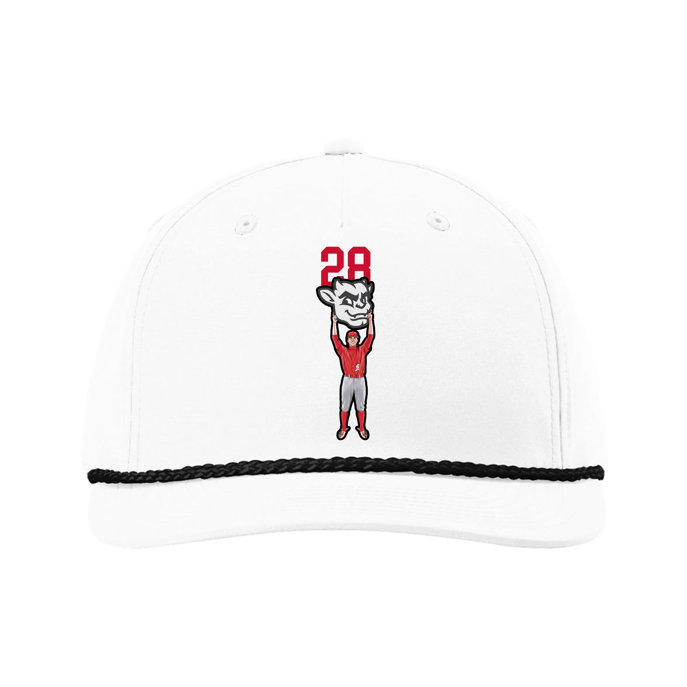 Five-Panel Classic Rope Cap — Number Top in White