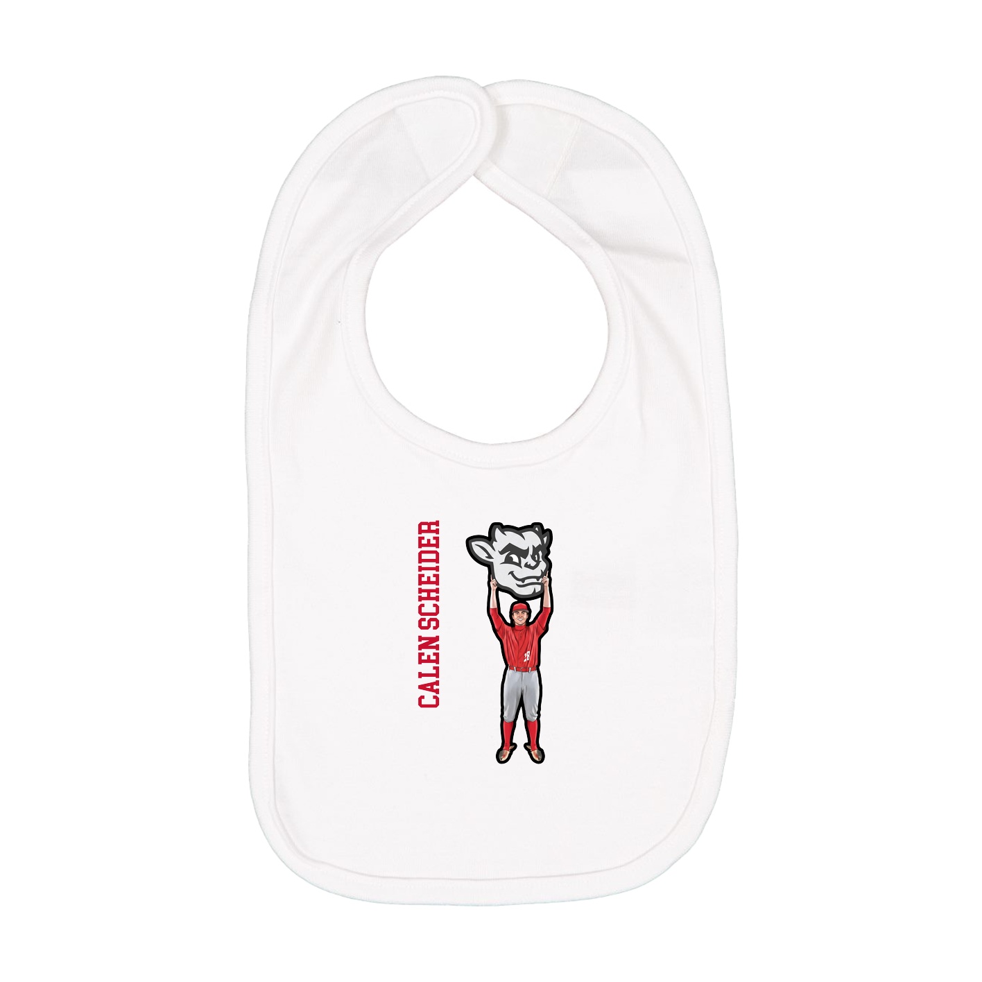 Infant Bib — Name Vertical in White