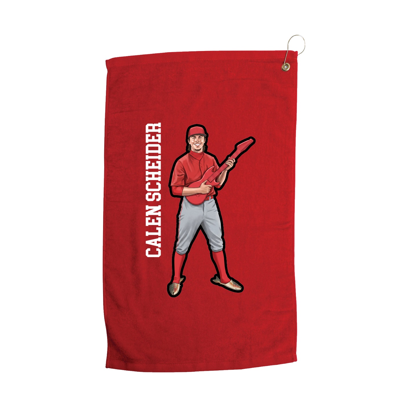 Golf Towel — Name Vertical in Red