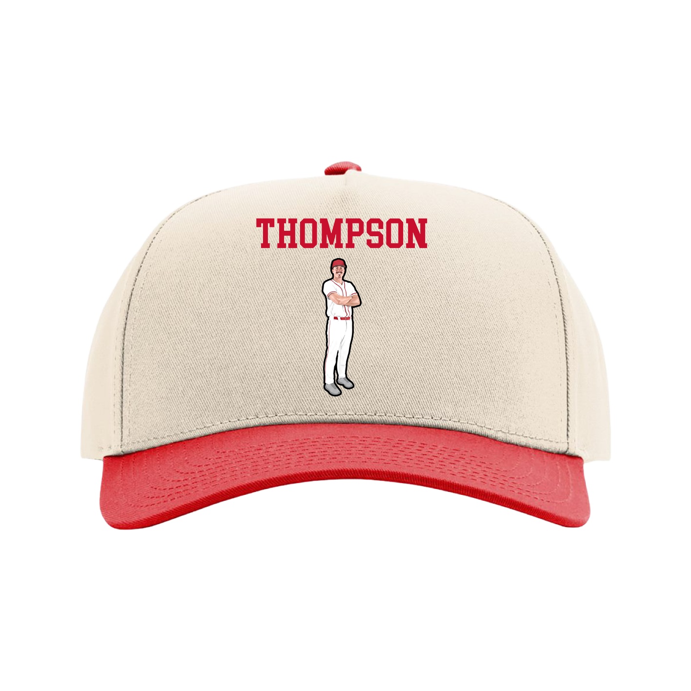 Full Fabric Five-Panel Champ Cap — Shirsey in Cream/Red