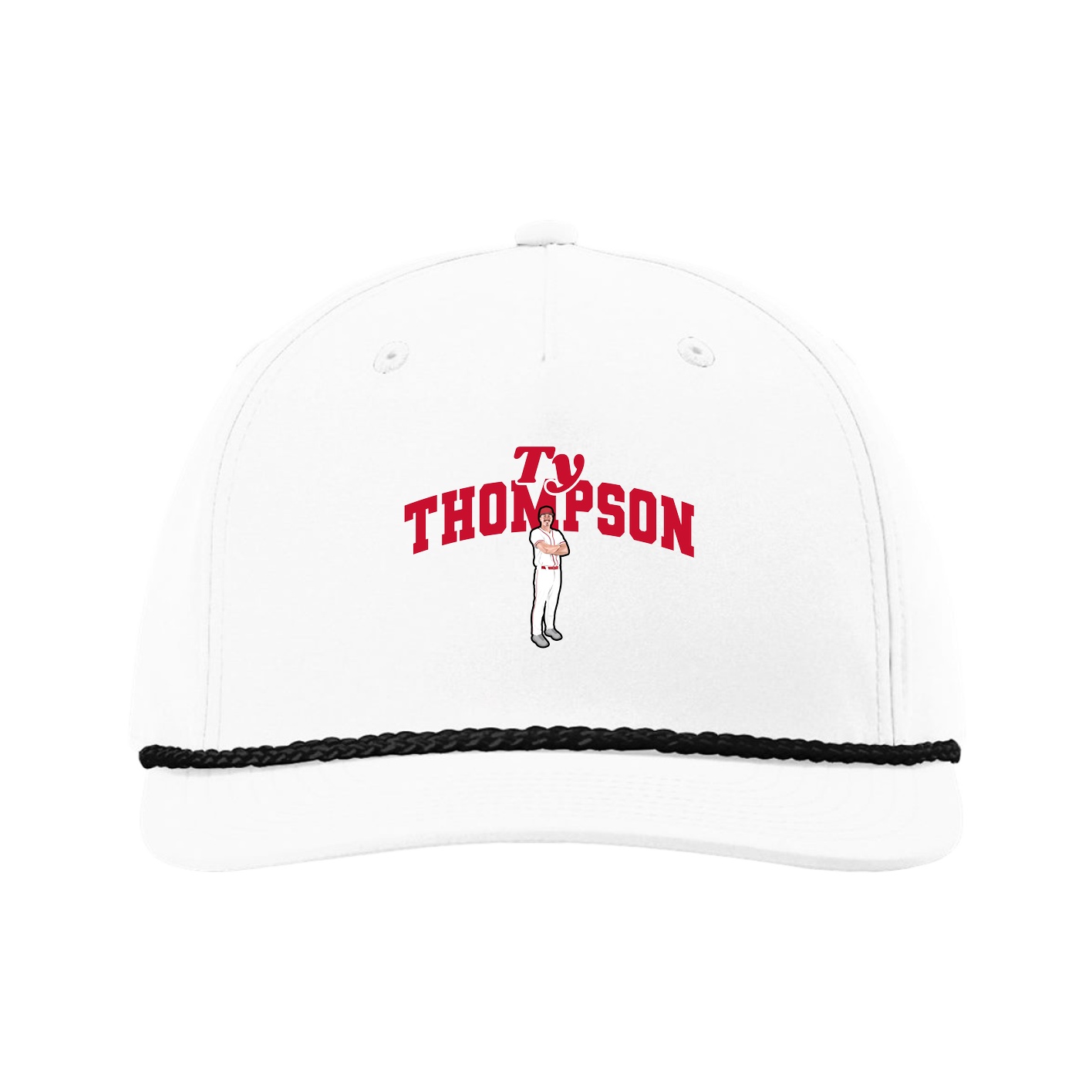Five-Panel Classic Rope Cap — Signature Arch in White
