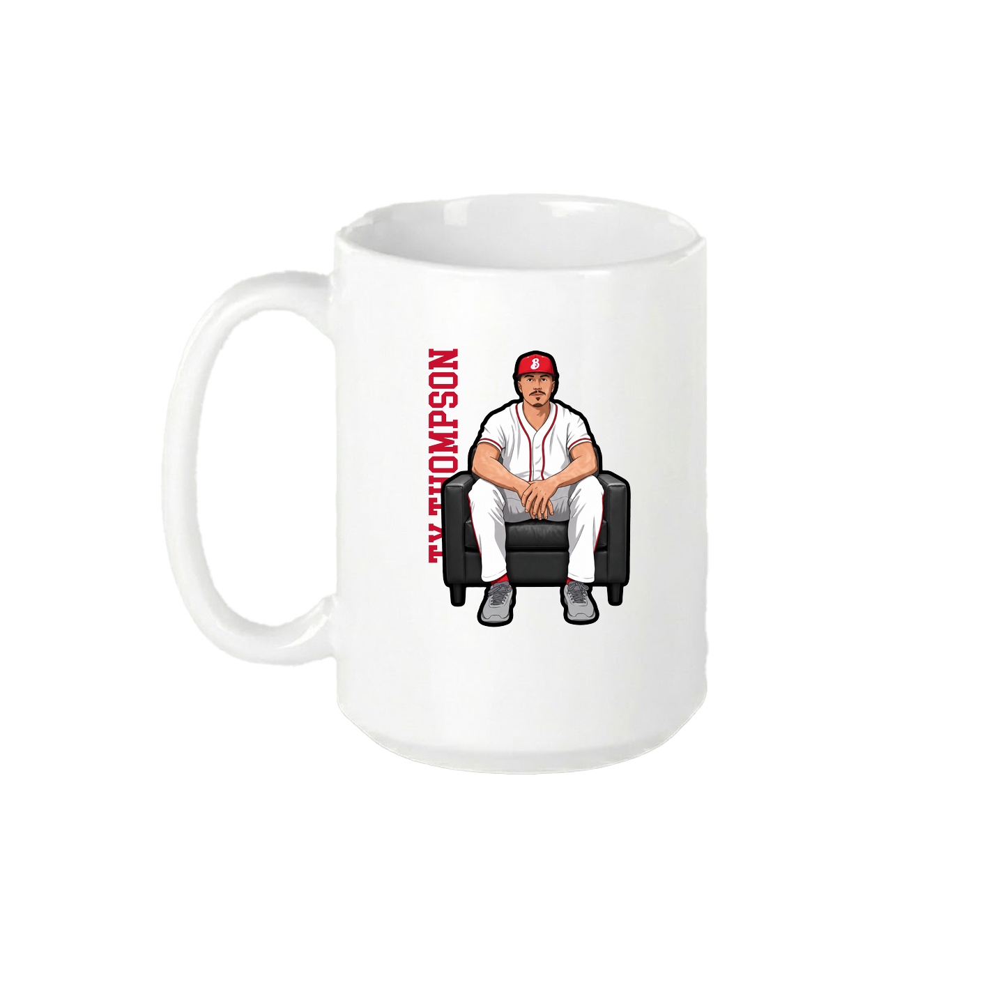 15oz Coffee Mug — Name Vertical in White