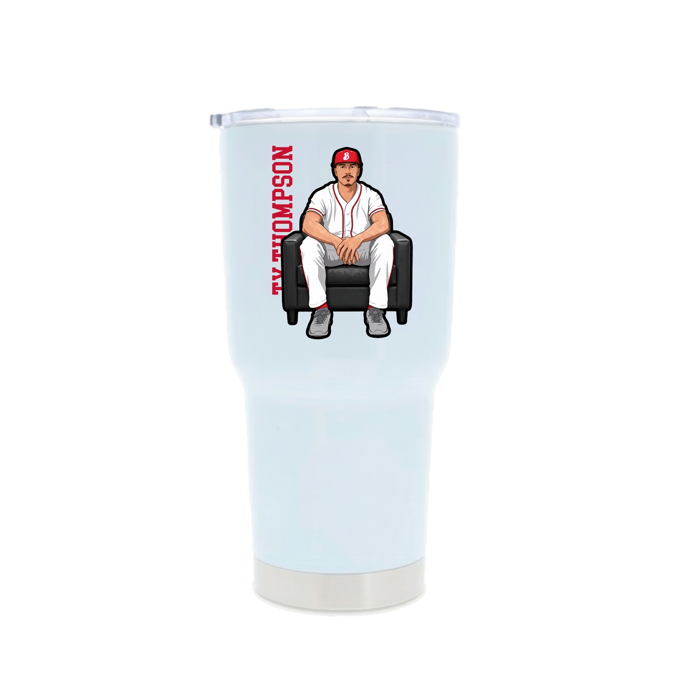 30oz Stainless Steel Tumbler — Name Vertical in White