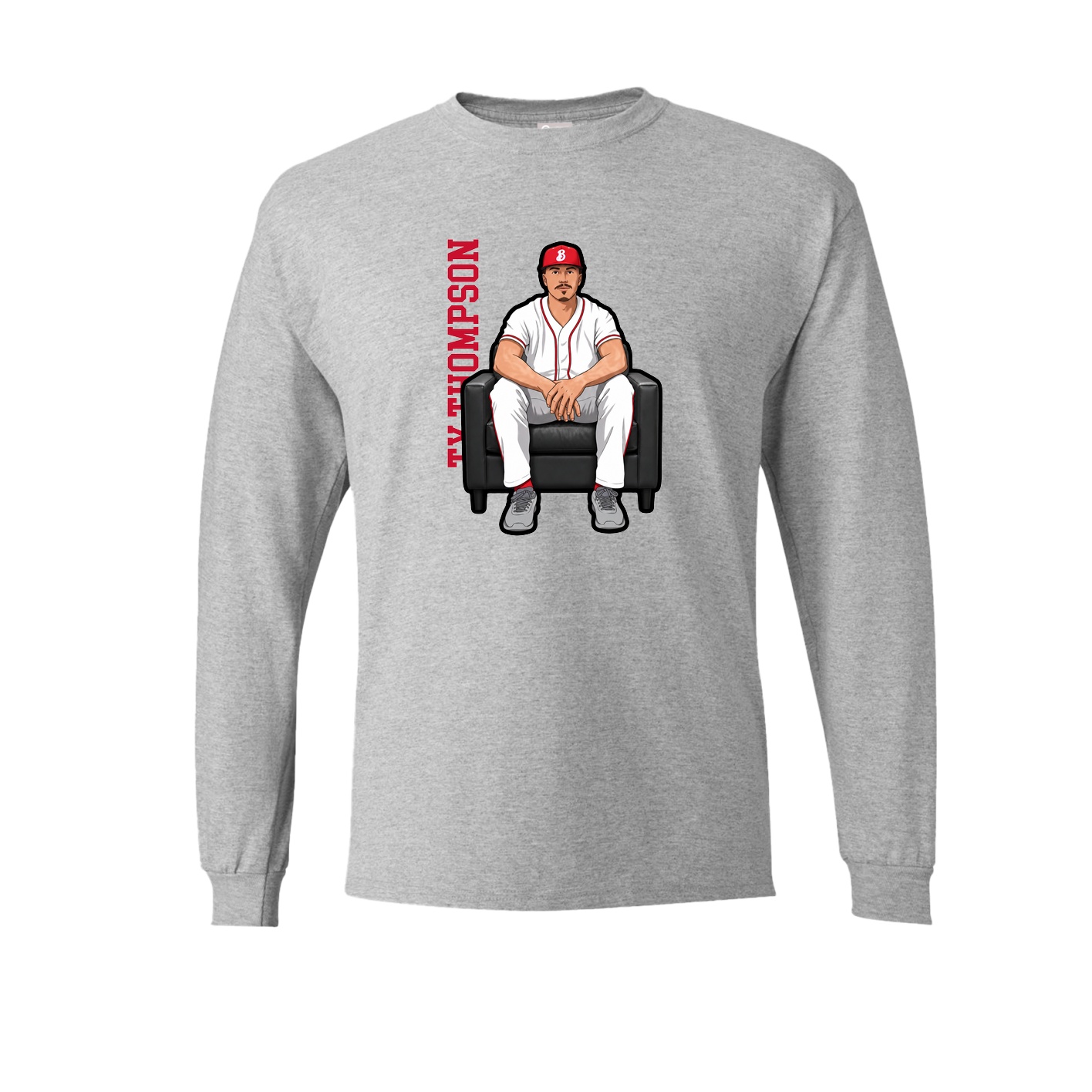 Long Sleeve Tee — Name Vertical in Grey