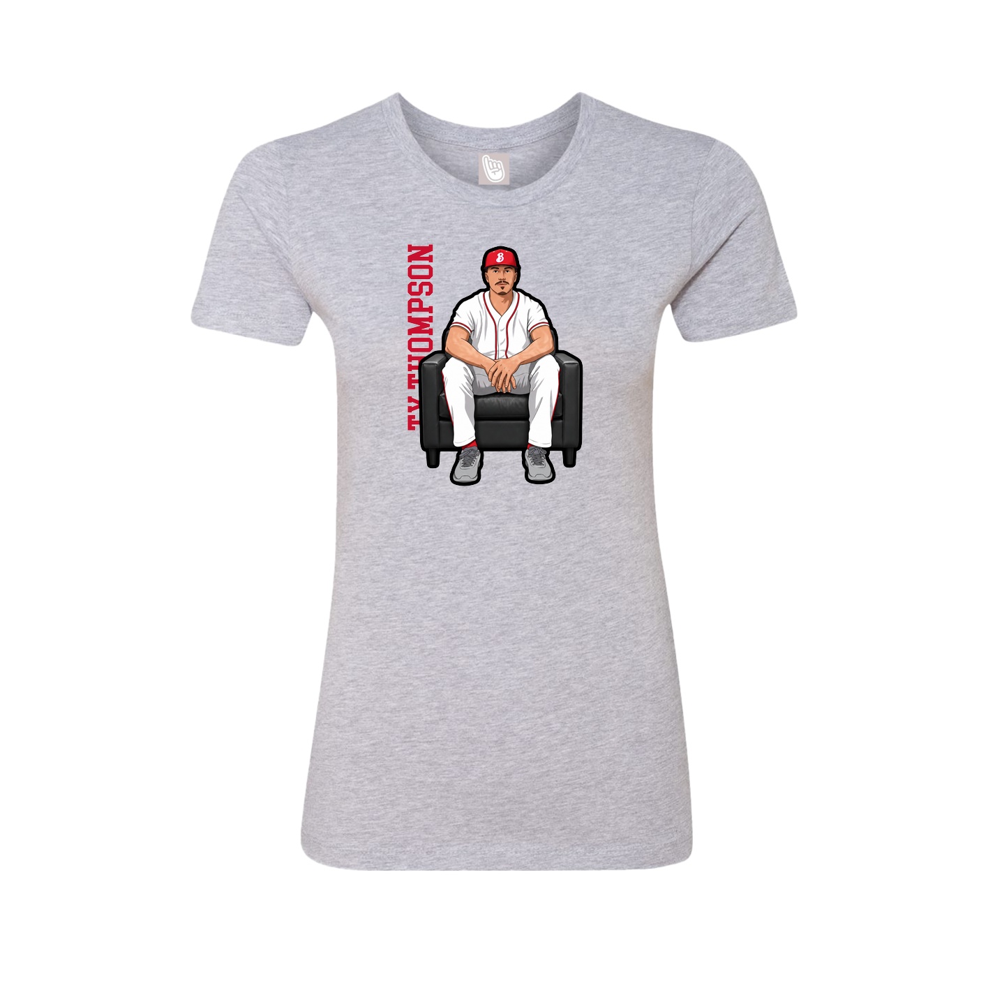 Fitted Women's Tee — Name Vertical in Grey