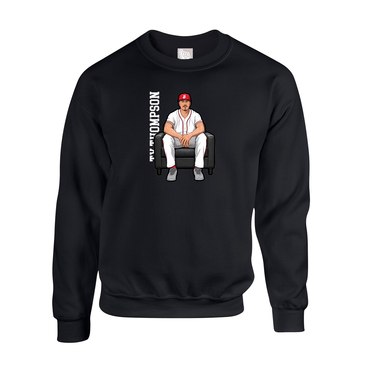 Fleece Crew — Name Vertical in Black