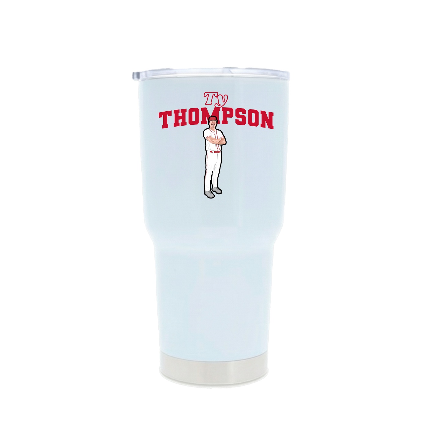 30oz Stainless Steel Tumbler — Name Arch in White