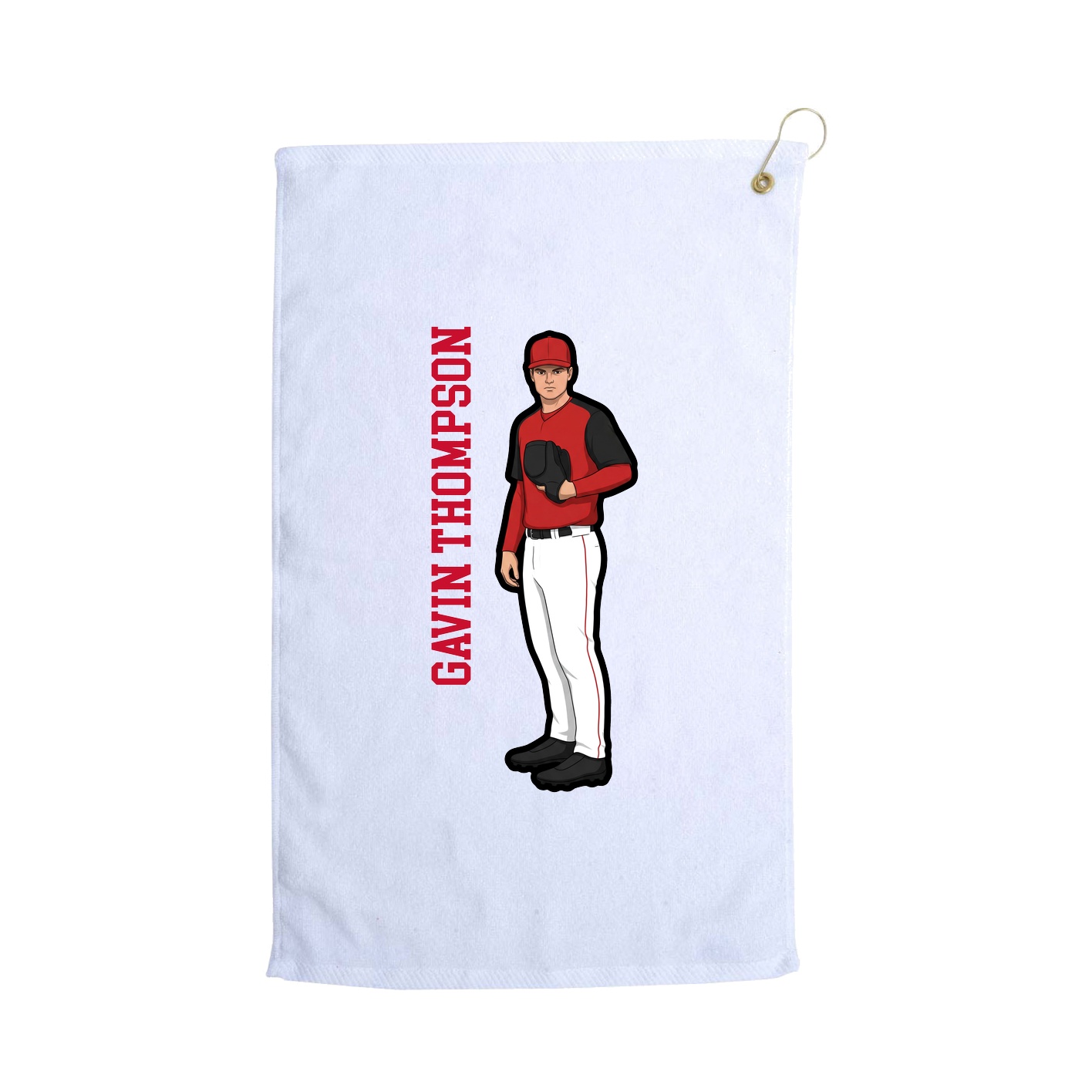 Golf Towel — Name Vertical in White