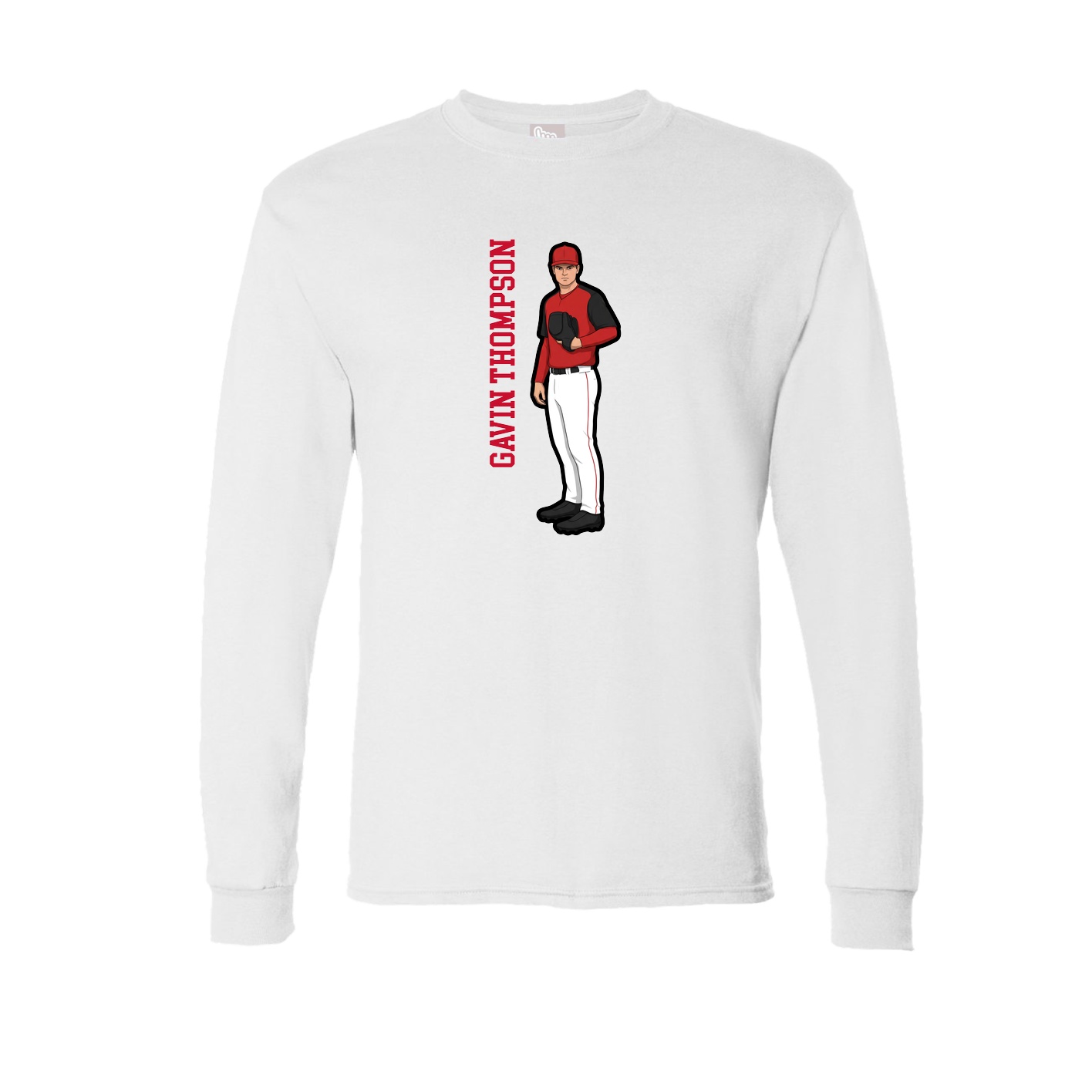 Long Sleeve Tee — Name Vertical in White